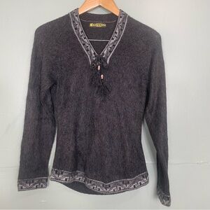 Tejido Parillo Alpaca Fina Sweater Missing Size Tag???? Gray V Neck